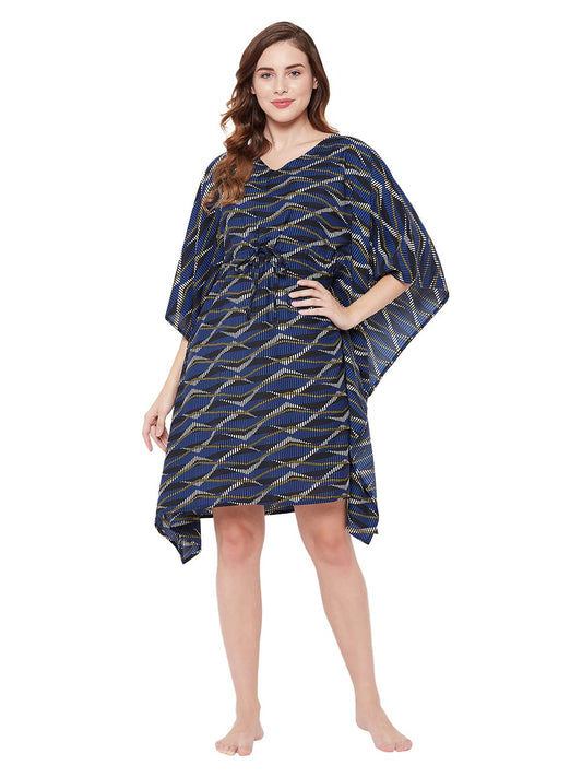 Clovia Womens Rayon Above The Knee Casual Nightdress (NS0836Q08L/XL_Navy Blue X-Large)