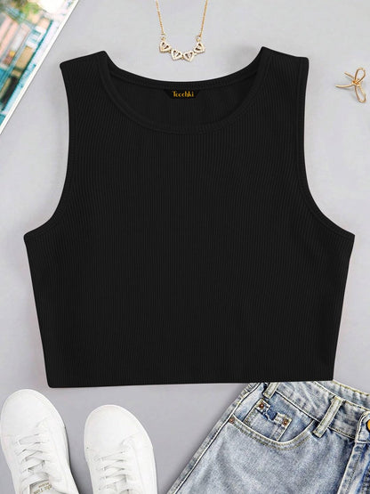 Toochki Tops for Woman | Spandex Top | Crop | Short | Western | for Jeans | Sleeveless | Stretchable Black