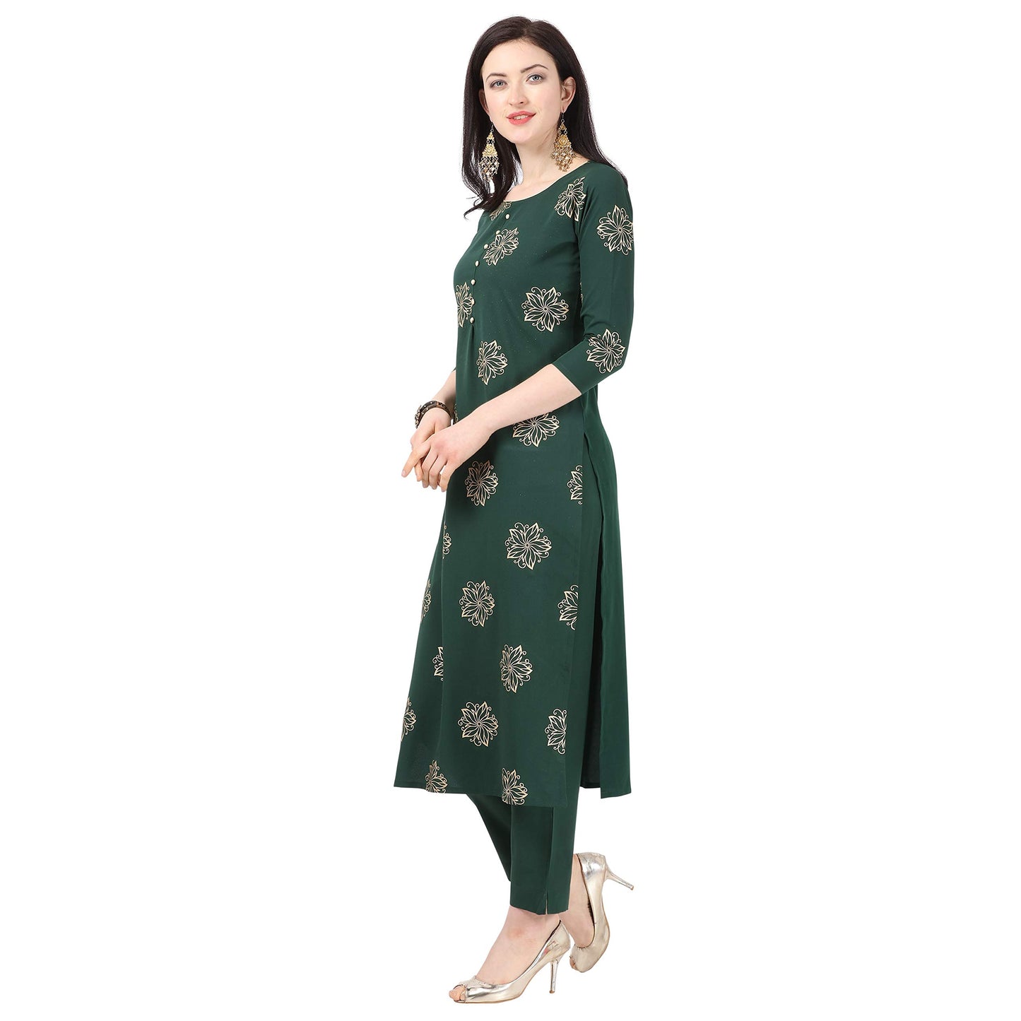 NAINVISH Crepe Stitched Kurti with Pant Set for Women