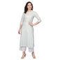 Idalia WomenS Sky Blue Khari Gold Printed Straight Cotton Kurta Set With Pant