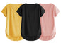 Fabricorn Combo Of Three Plain Black, Mustard Yellow And Dusty Rose V-Neck Up And Down Cotton Tshirt For Women (Black, Mustard Y