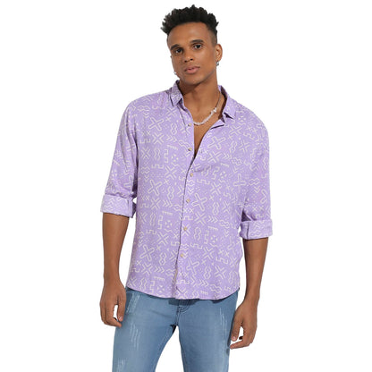 Campus Sutra Mens Regular Fit Shirt (CBSSM23_CSMSSRT5800_Lavender