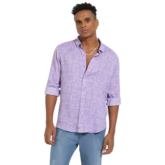 Campus Sutra Mens Regular Fit Shirt (CBSSM23_CSMSSRT5800_Lavender