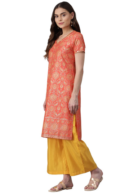 Aurelia Women's Polyester Regular Kurta-Straight Palazzo