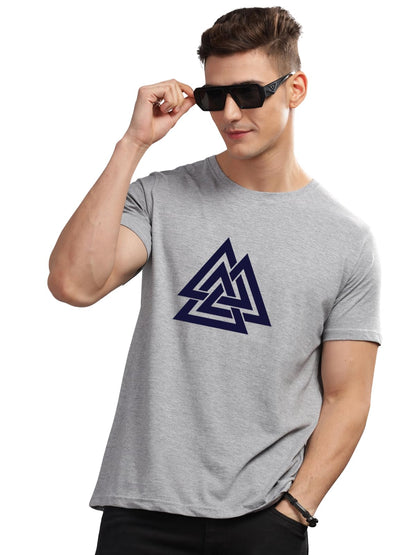 ADRO Triangle Mens Printed T-Shirt (RNR-M-TKT-GR_Grey)