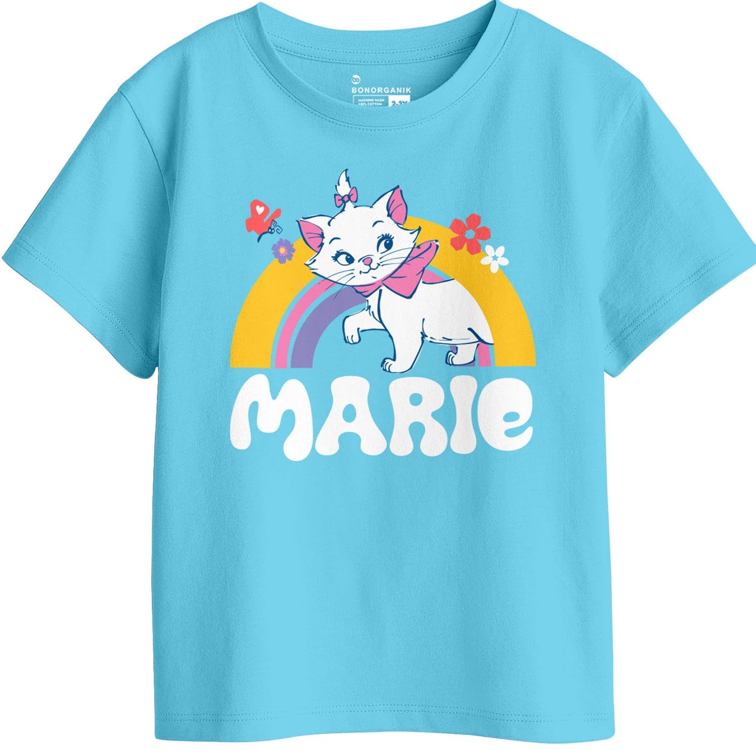 Bon Organik Girls Regular Fit T-Shirt (BON11403_Sky Blue