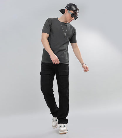 SHODOX Mens Polycotton Solid Round Neck Regular Fit Tshirt (Pack of 1) Grey