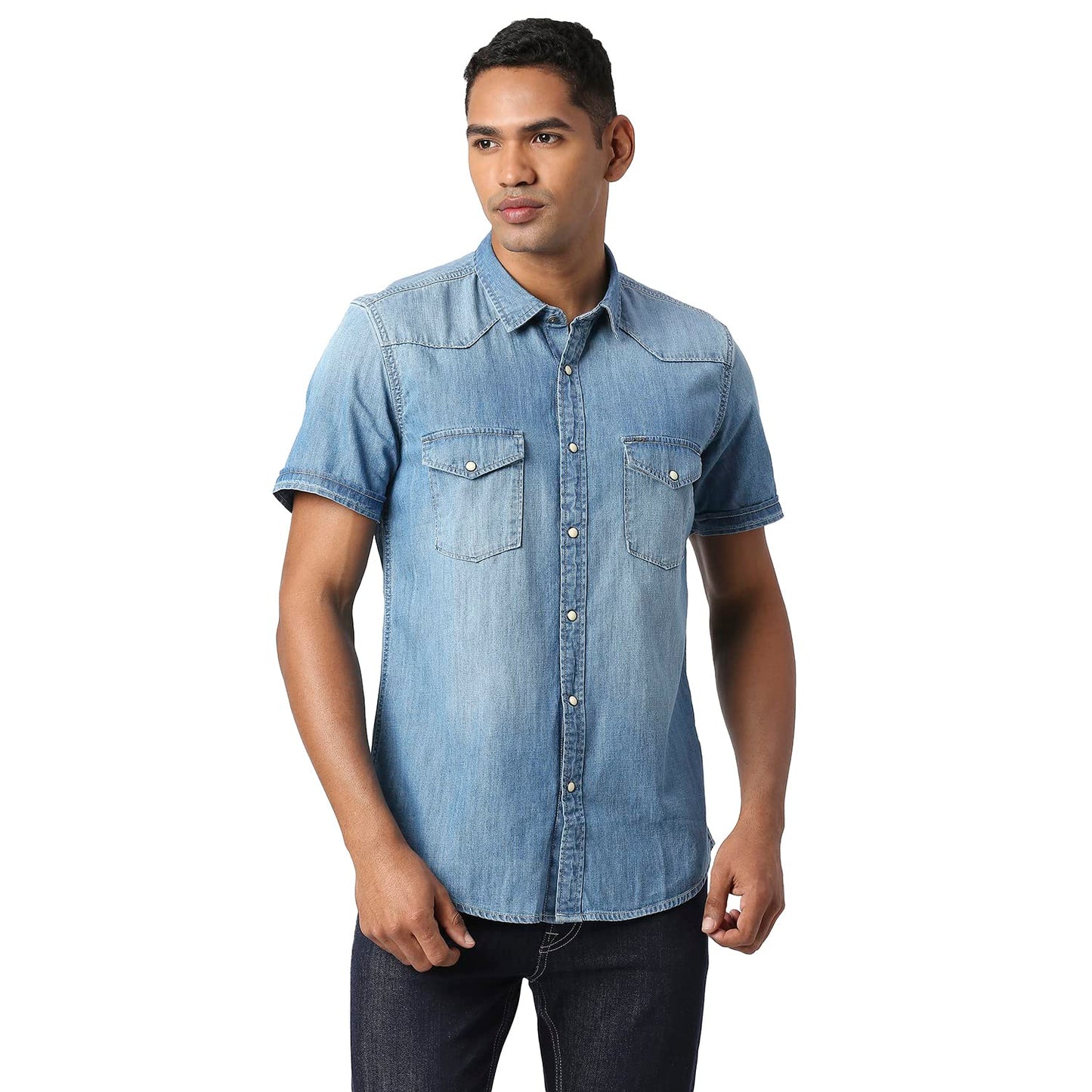 Pepe Jeans MenS Regular Fit Shirt (Pm308001G22000Xxl_Mid Wash