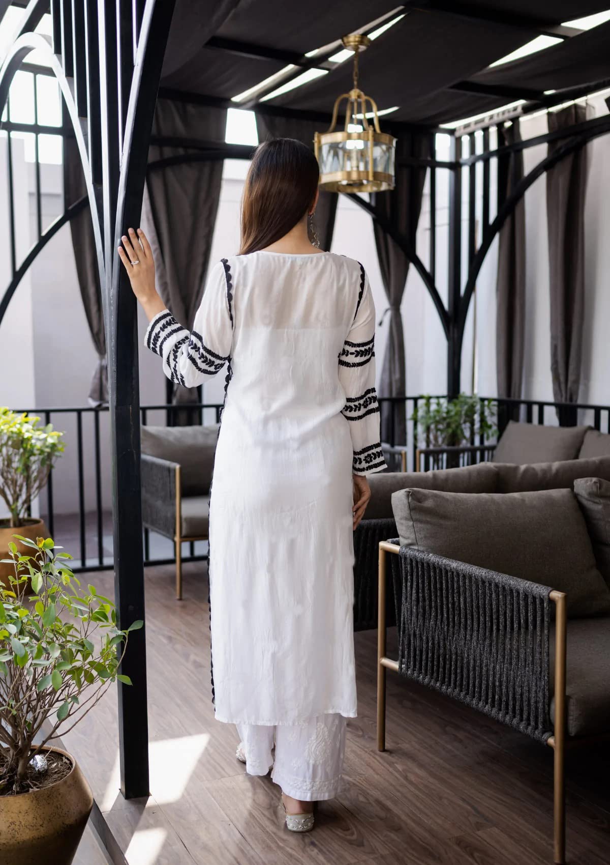 Anni Designer WomenS Cotton Blend Embroidered Straight Kurta (Stho-White-Nw_3Xl_White_Xxx-Large)