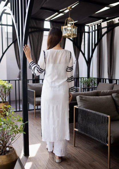 Anni Designer WomenS Cotton Blend Embroidered Straight Kurta (Stho-White-Nw_3Xl_White_Xxx-Large)