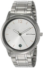 Titan Workwear MenS Watch White Dial, Stainless Steel Strap 1806Sm01