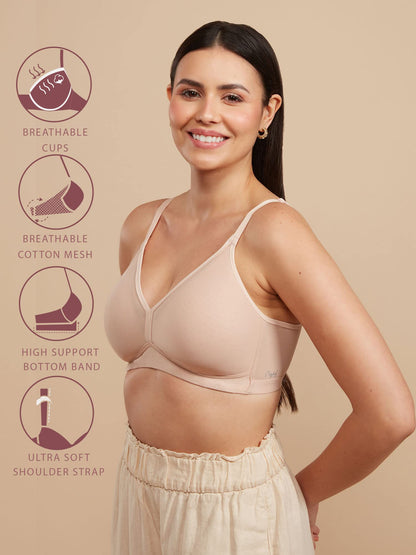 Nykd Ultimate Breathe Triangle T-Shirt Bra For Women Everyday Essentials Wirefree Padded Medium Coverage - T-Shirt Bra, Nyb226,