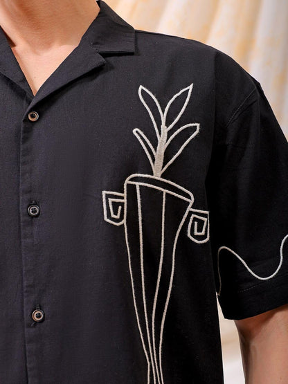 The Indian Garage Co Mens Relaxed Fit Shirt (0823-SHEMRS-06-01_Black