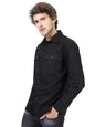 Ketch MenS Polyester Blend Slim Fit Casual Style Shirt (Khos000008_Black