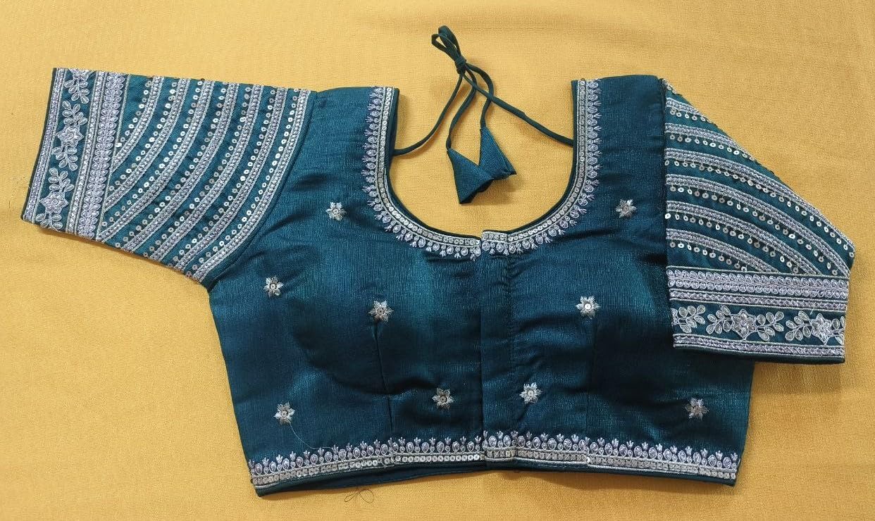 Vihu Fashion WomenS Blouse Readymade Blouse Embroidery Multi Coding Gold Thread Indian Ethnic Designer Stitched WomenS Readyma