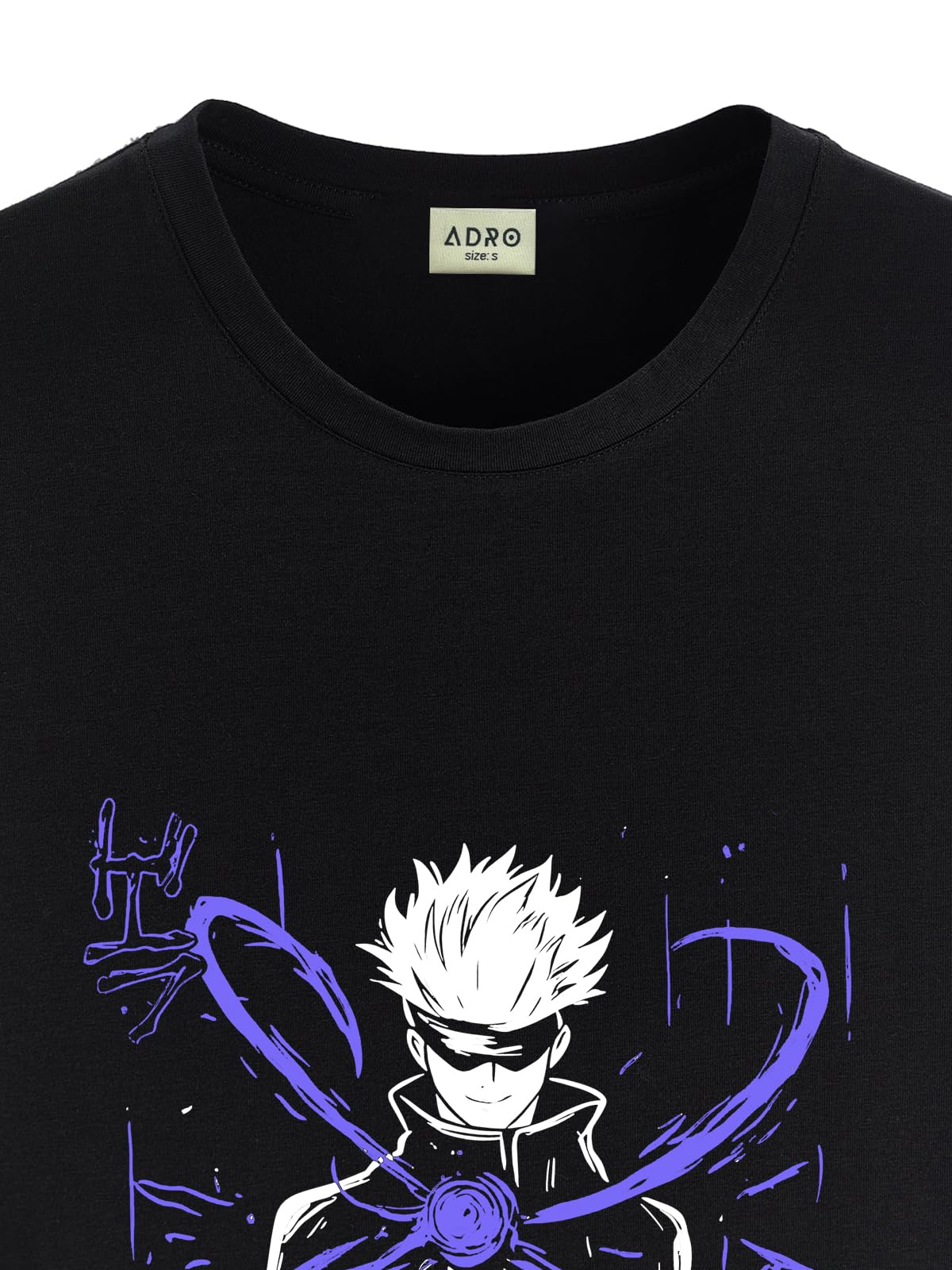 ADRO Mens Anime T Shirt - Premium Cotton Anime Gojo Tshirt - Perfect for Anime Fans Print and Comfortable Fit Black T-Shirt|RN24