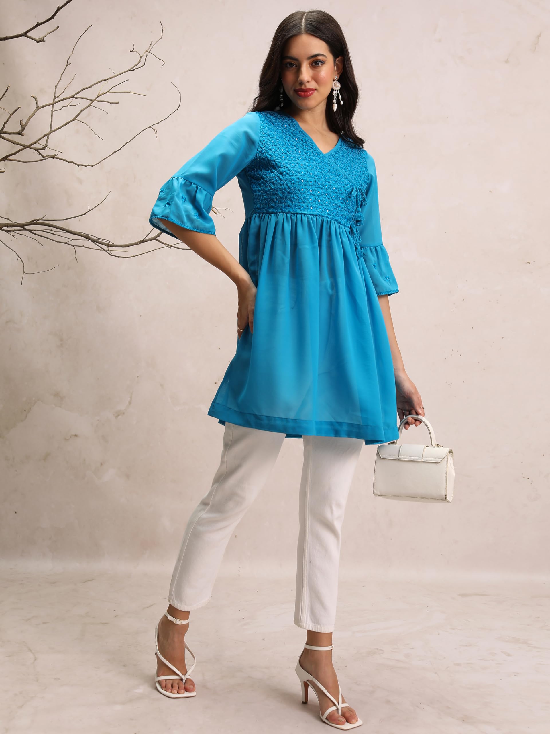 Ketch Women 3/4 Sleeve Regular Fit Tunic KHTN000015 Blue 2XL