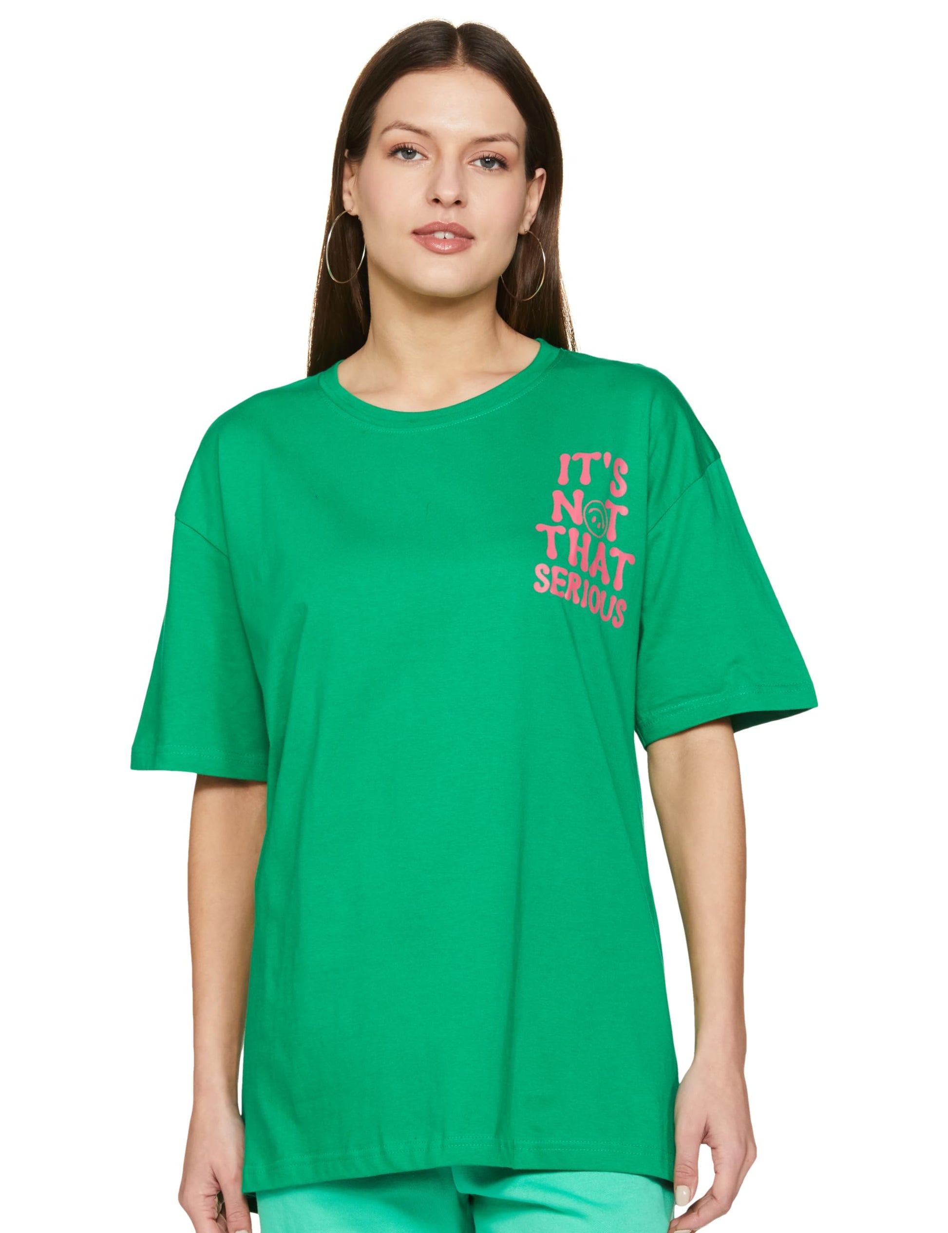 T2F Womens Solid Oversized Fit T-Shirt (WOM-DRP-TSRT-01_Black Tie Dye
