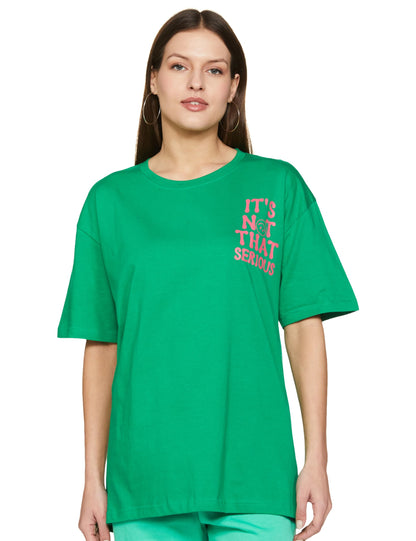 T2F Womens Solid Oversized Fit T-Shirt (WOM-DRP-TSRT-01_Black Tie Dye