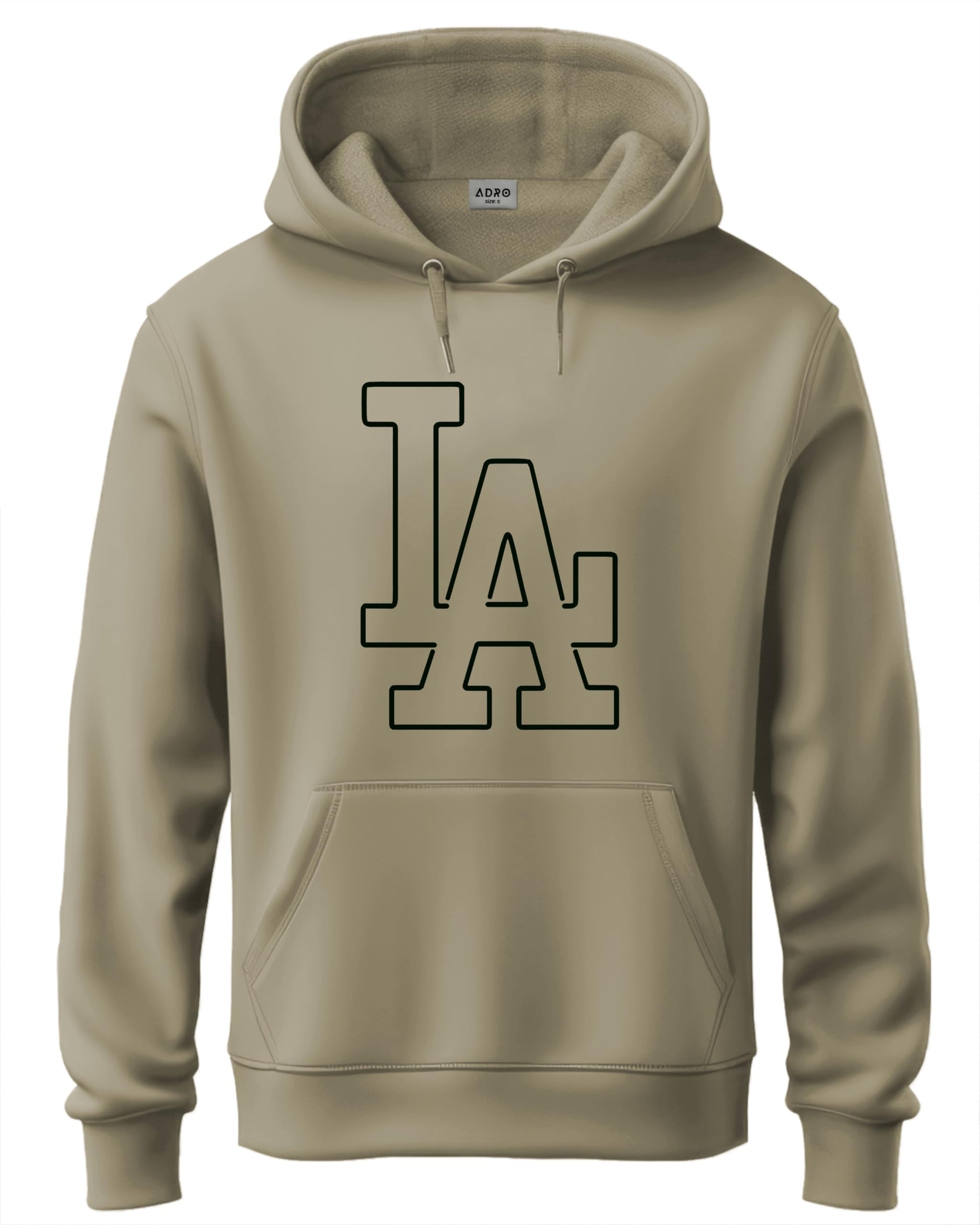 ADRO Mens Cotton Neck Hooded Sweatshirt (H24-LA-BE_Beige