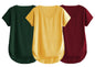 Fabricorn Combo Of Three Plain Maroon, Bottle Green And Mustard Yellow V-Neck Up And Down Cotton Tshirt For Women (Maroon, Bottl