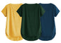 Fabricorn Combo Of Three Plain Bottle Green, Mustard Yellow And Airforce Blue V-Neck Up And Down Cotton Tshirt For Women (Bottle