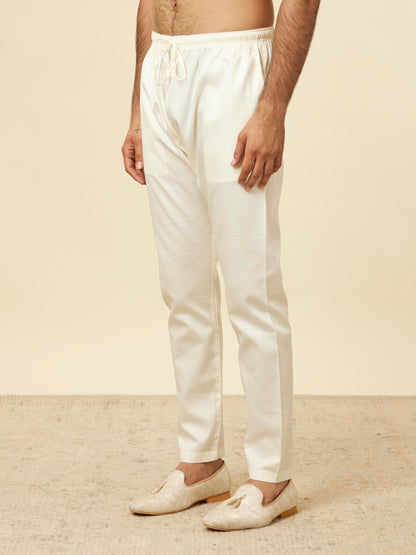 Manyavar Cream Cotton Plain Pyjama