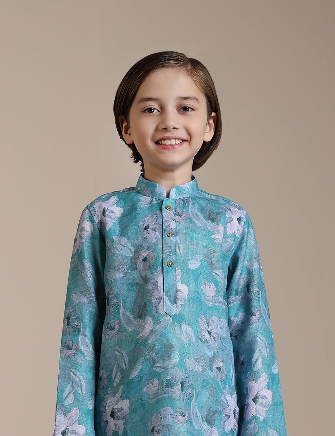 Manyavar Boys Viscose Blend Printed Kurta Pyjama Set (2Pcs)(5-6 Years)