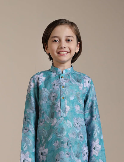 Manyavar Boys Viscose Blend Printed Kurta Pyjama Set (2Pcs)(5-6 Years)