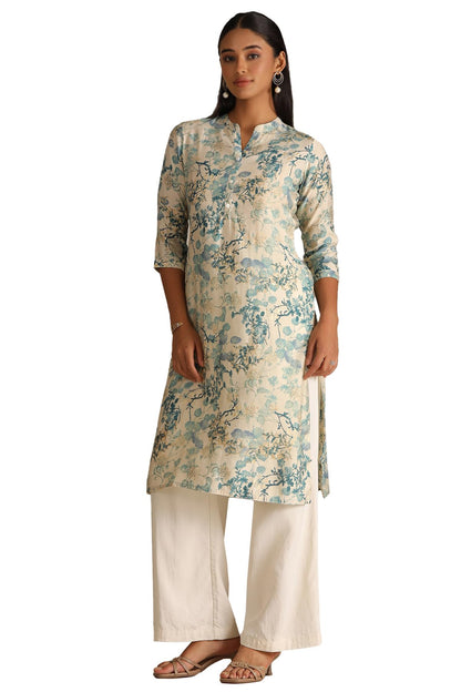 Soch Womens Muslin Floral Straight Kurta (CWA5KU61426_Teal