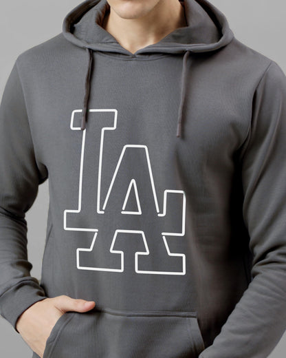 ADRO Mens Cotton Neck Hooded Sweatshirt (H24-LA-SG_Steel Grey