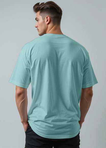 Peppyzone Mens Oversized Fit T-Shirt (PZ-OSTTrendy412_Sky Blue
