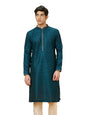 Manyavar Mens Blue Art Silk Self Design Kurta Pyjama Set