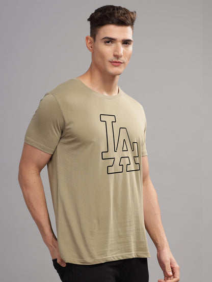ADRO Mens Printed T Shirt - Premium Cotton Graphic Printed Tshirt - Beige T-Shirt - RN24-LA-BE