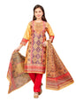Aarika Girls Ethnic Wear Yellow-Dark Pink Colour Abstract Embalished Satin Kurti Pant Set-8-15 Years (Kp-Tr-K-1040)