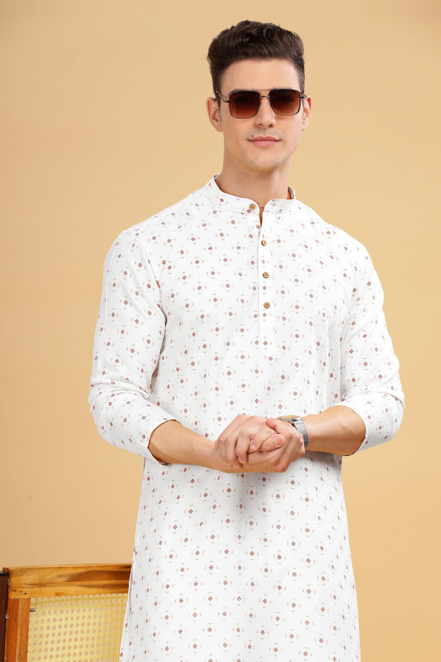 Be Active MenS Cotton Regular Kurta (C-399-1_White