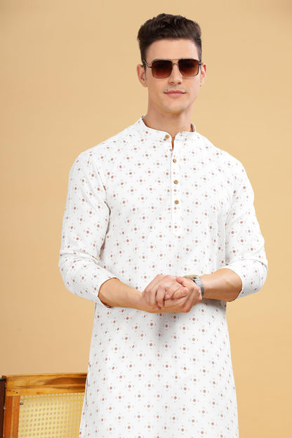 Be Active MenS Cotton Regular Kurta (C-399-1_White