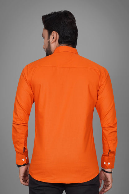 Besix Full Sleeve Orange Formal Shirt For Men Cotton Regular Fit Casual - Pure Premium Branded Shirts For Men Formal Stylish Sli