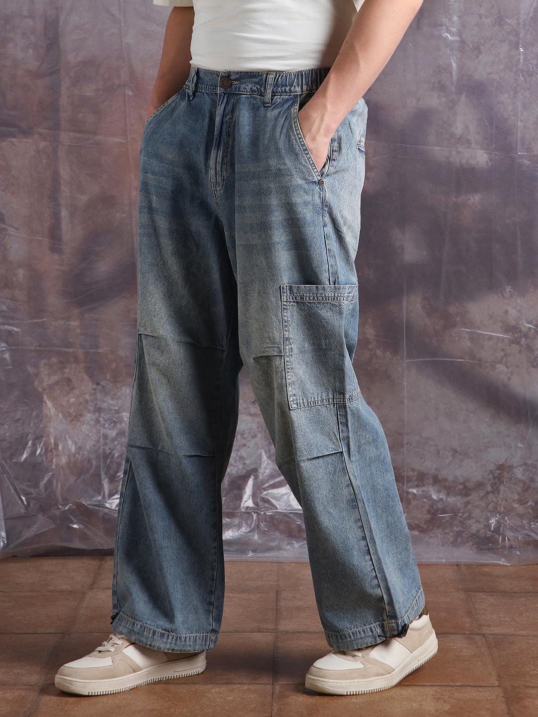 Hubberholme Men Cotton Washed Baggy Mid-Rise Jeans 16