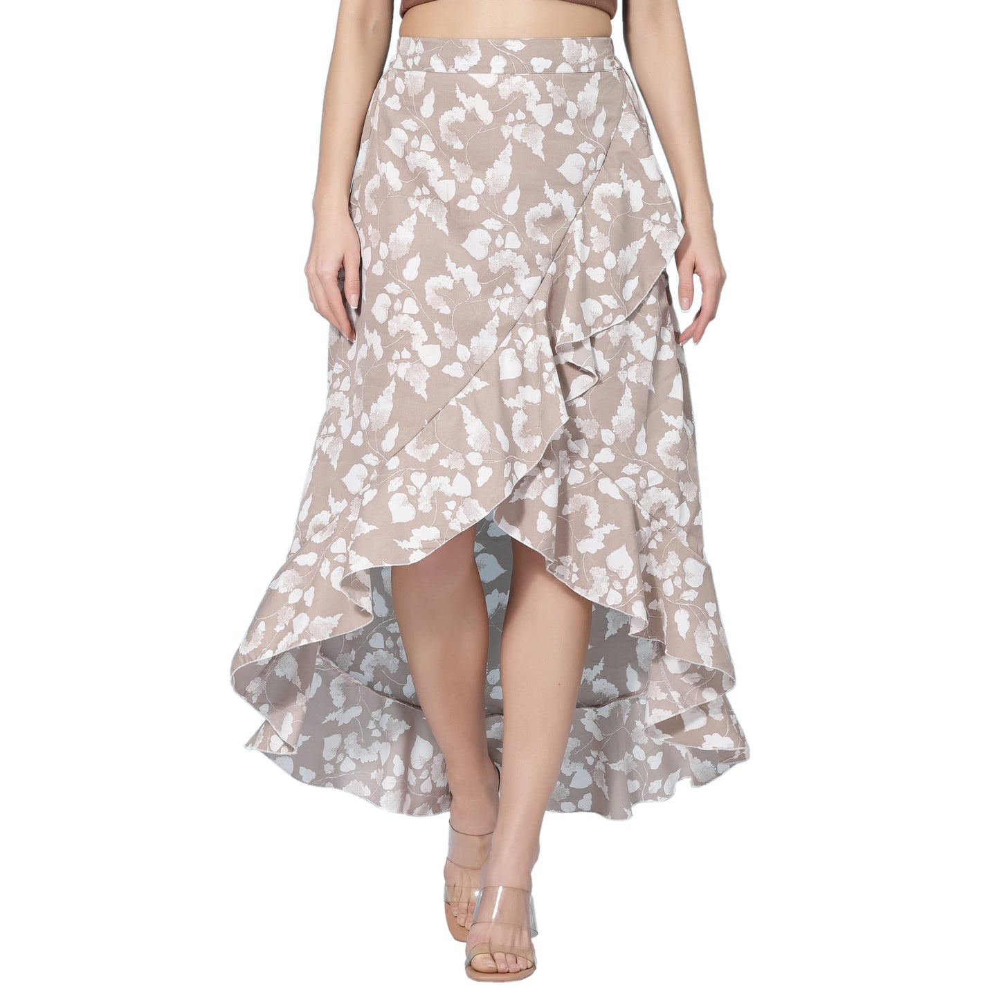 OOMPH! Long Skirts for Women Beige - msk004