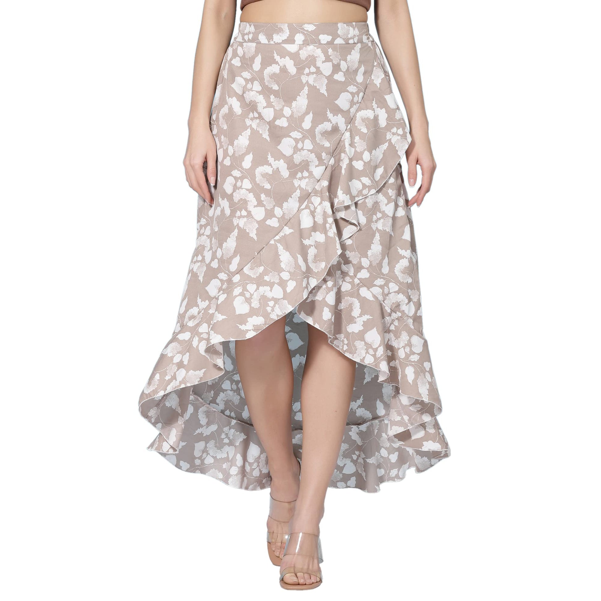 OOMPH! Long Skirts for Women Beige - msk004
