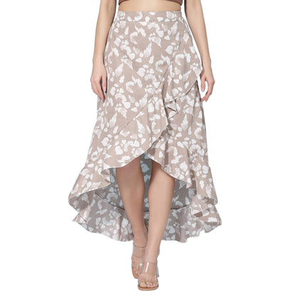 OOMPH! Long Skirts for Women Beige - msk004