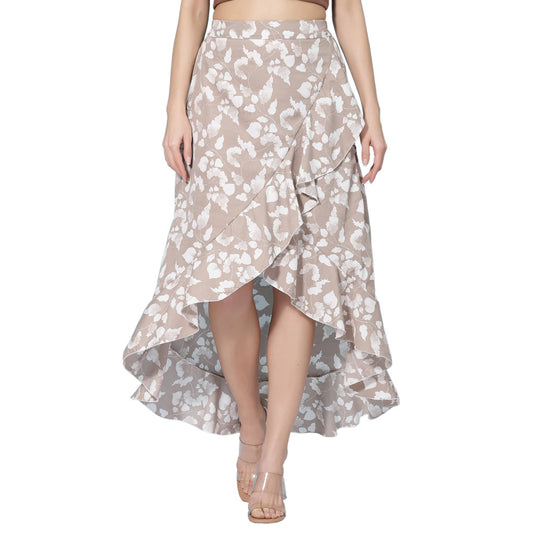 OOMPH! Long Skirts for Women Beige - msk004