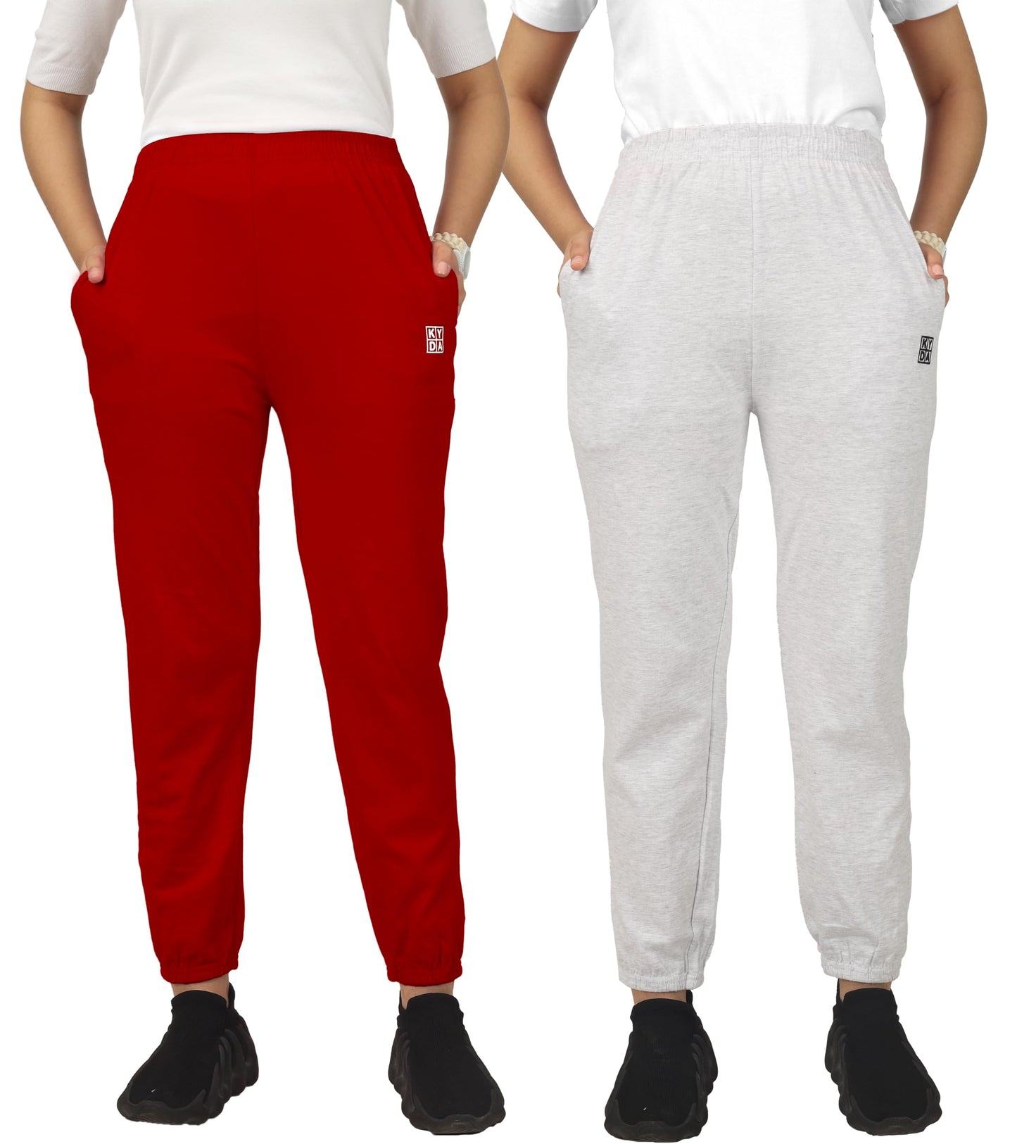 Kyda Kids Cotton Regular Fit Track Pants For Girls (Pack Of 2)