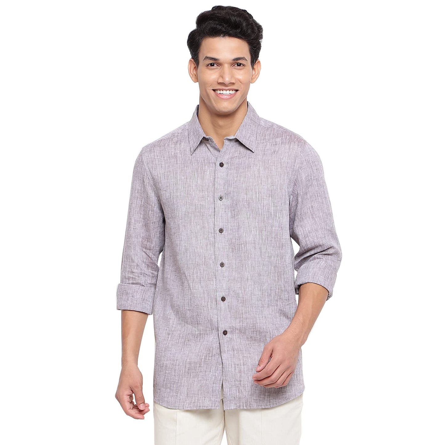 Fabindia Men Comfort Fit Casual Shirt Linen_S Grey