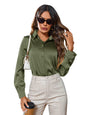 Indoprimo WomenS Solid Satin Casual Shirt | Stylish Western Long Sleeve Shirt For Women