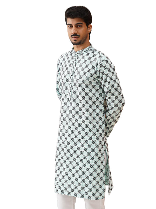 Jompers Mens Viscose Embroidered Kurta Pyjama Set