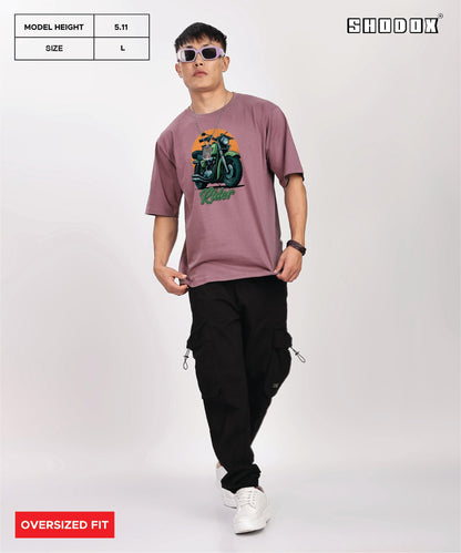 SHODOX Mens 100% Cotton Oversized Half Sleeve Tshirt for Men - Drop Shoulder Front and Back Printed Round Neck Tshirts, Relaxed