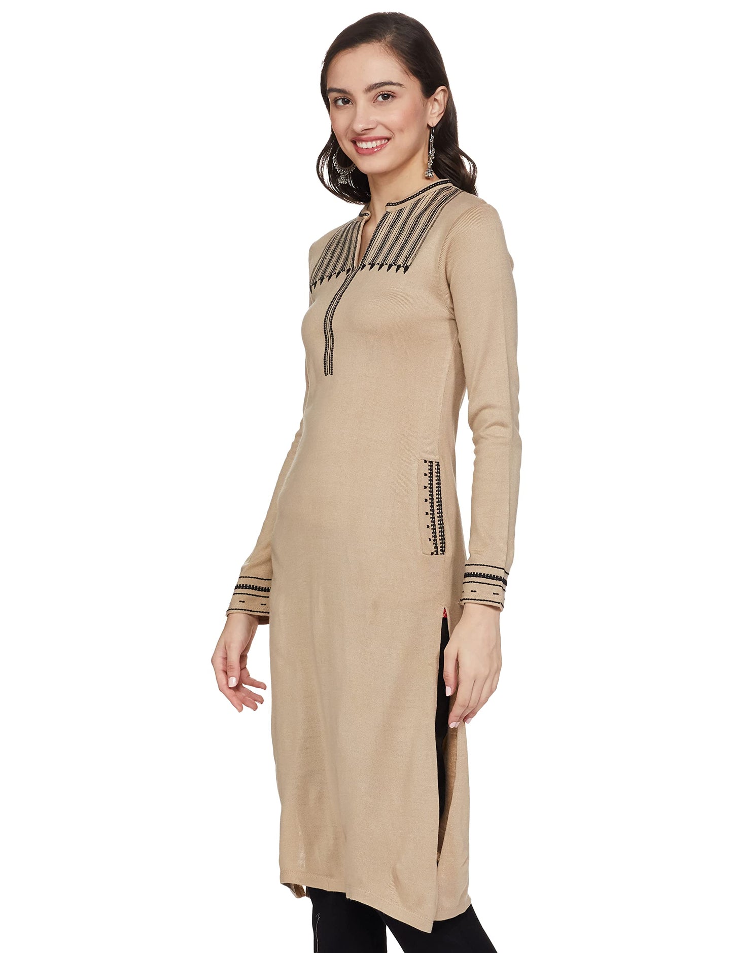 W for Woman Women's Synthetic Regular Winter Kurta