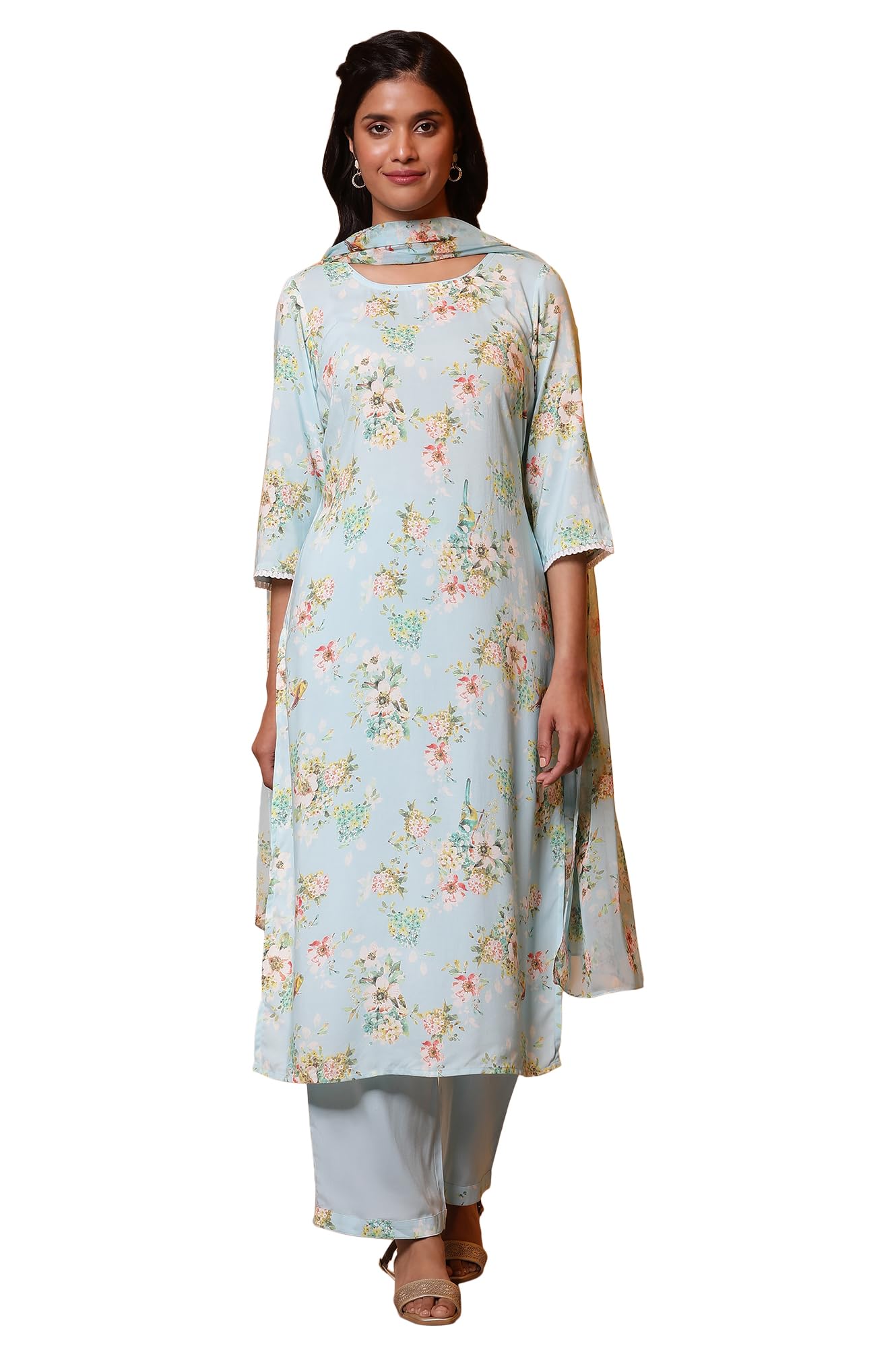 Aurelia Women Rayon Floral Kurta Set (24Feas15219_Blue, 2Xl